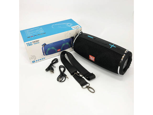 Портативна колонка TG642 з RGB підсвічуванням та ремінцем, акумуляторна колонка для музики. Колір: чорний - Фото 9