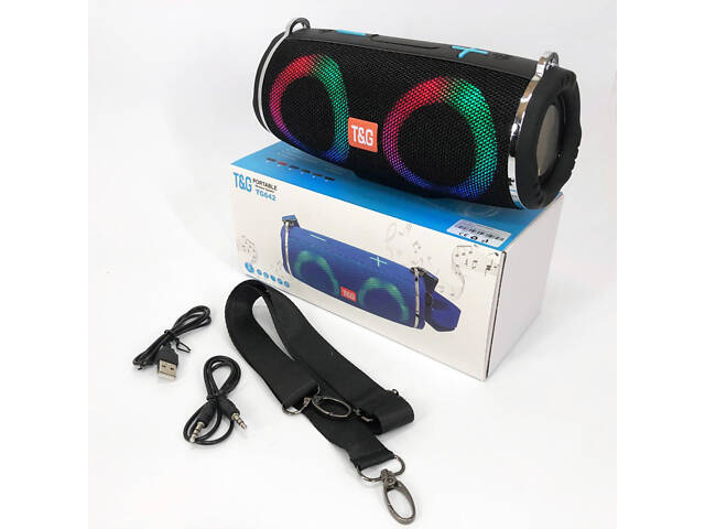 Портативна колонка TG642 з RGB підсвічуванням та ремінцем, акумуляторна колонка для музики. Колір: чорний - Фото 13