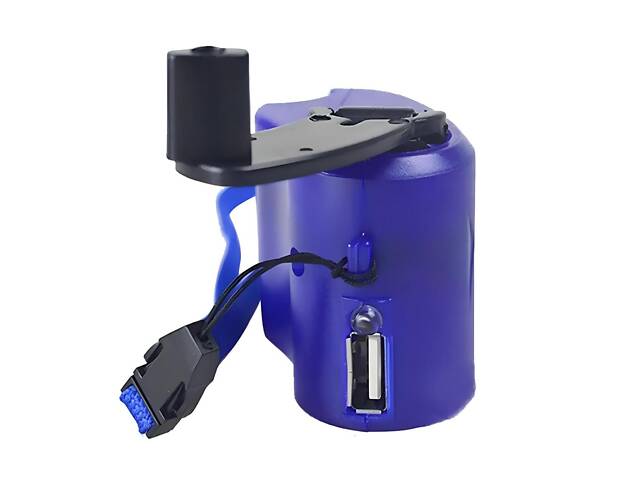 Портативная механическая динамо-зарядка для телефона и фонарика Power Bank синий - Фото 2