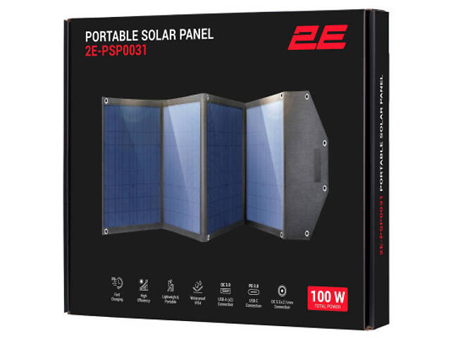 Портативна сонячна панель 2E 100W charger, DC, USB-С PD45W, USB-A 18W, USB-A 12W (2E-PSP0031) - Фото 5
