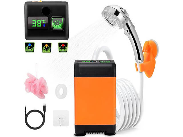 Портативний акумуляторний душ 6000 мА·год LCD — автономний туристичний душ для кемпінгу - Фото 3