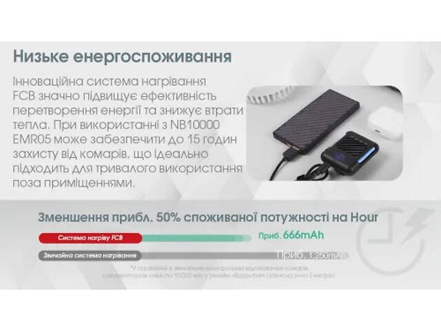 Портативный фумигатор Nitecore EMR05 защита от насекомых + пластины - Фото 4