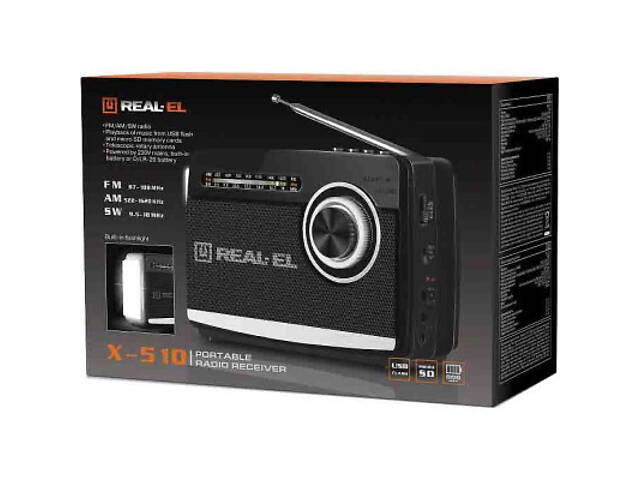 Портативний радіоприймач REAL-EL X-510 Black - Фото 4