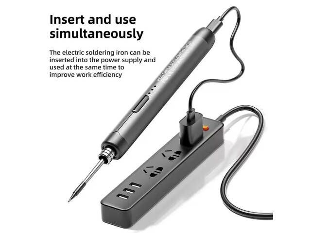 Портативний USB/бездротовий паяльний набір з регульованою температурою. Чорний - Фото 3