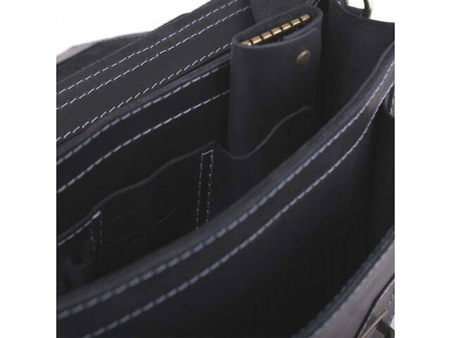 Портфель синий кожаный винтаж casual кэжуал стильный ручная работа - Фото 3