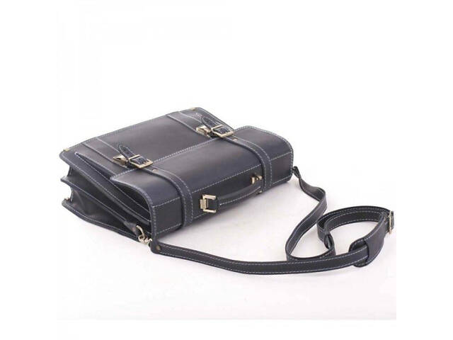 Портфель синий кожаный винтаж casual кэжуал стильный ручная работа - Фото 6