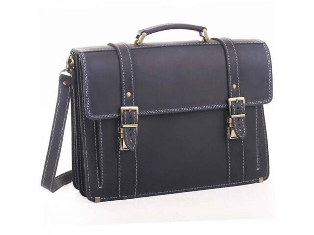 Портфель синий кожаный винтаж casual кэжуал стильный ручная работа - Фото 7