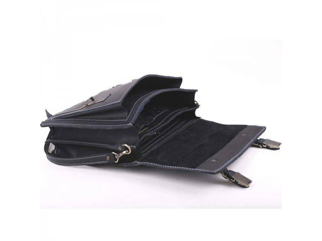 Портфель синий кожаный винтаж casual кэжуал стильный ручная работа - Фото 8