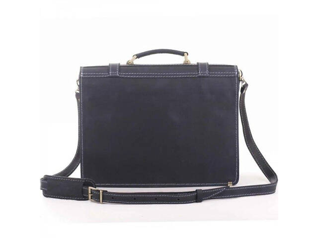 Портфель синий кожаный винтаж casual кэжуал стильный ручная работа - Фото 9