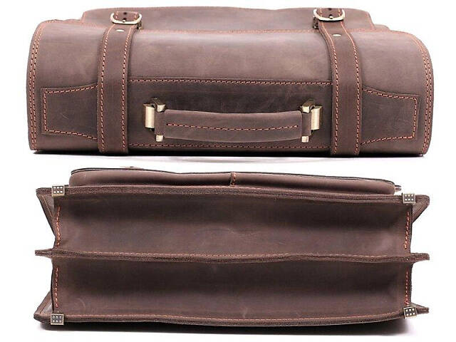 Портфель винтаж коричневый кожаный casual кежуал стильный качественный ручная работа - Фото 2