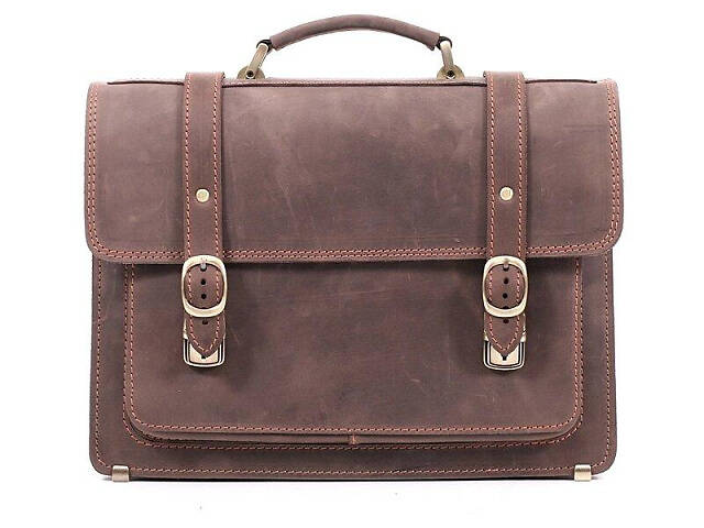 Портфель винтаж коричневый кожаный casual кежуал стильный качественный ручная работа - Фото 3