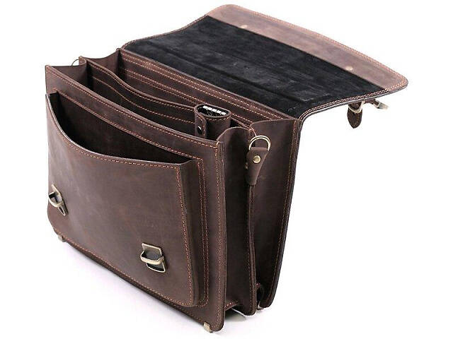 Портфель винтаж коричневый кожаный casual кежуал стильный качественный ручная работа - Фото 6