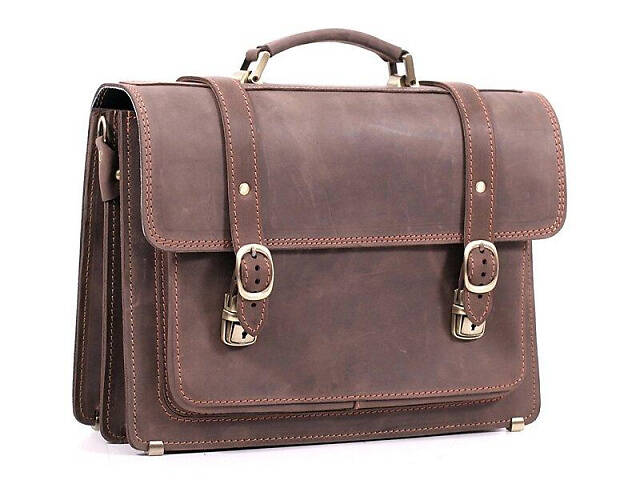 Портфель винтаж коричневый кожаный casual кежуал стильный качественный ручная работа - Фото 7
