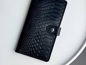 Портмоне чоловіче із натуральної шкіри тиснення пітон SR016 (чорний)