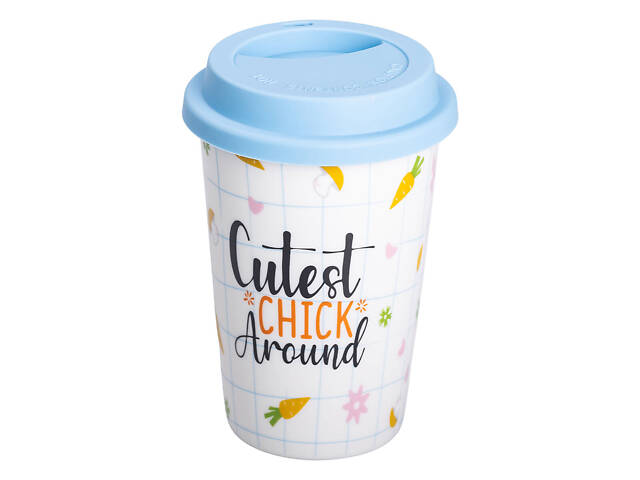 фарфоровый стакан с силиконовой крышкой и отверстием для трубочки 420 мл RX-N240546CA - Фото 2