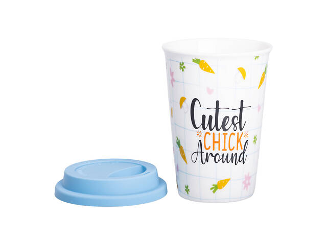 фарфоровый стакан с силиконовой крышкой и отверстием для трубочки 420 мл RX-N240546CA - Фото 3