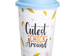 порцелянаовий стакан із силіконовою кришкою та отвором для трубочки 420 мл RX-N240546CA