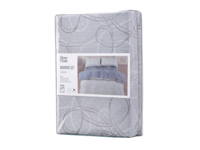 Постільна білизна Ardesto Gloria сатин геометрія, сіро-синій односпальний євро 160х220 (ART1622PB) - Фото 1