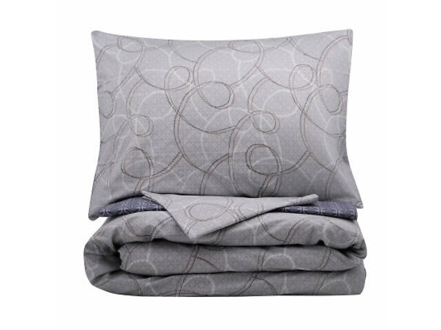 Постільна білизна Ardesto Gloria сатин геометрія, сіро-синій односпальний євро 160х220 (ART1622PB) - Фото 2