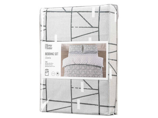 Постільна білизна Ardesto Gloria сатин геометрія, сірий односпальний євро 160х220 (ART1622PG) - Фото 1