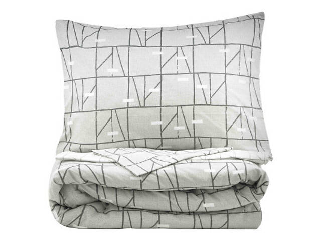 Постільна білизна Ardesto Gloria сатин геометрія, сірий односпальний євро 160х220 (ART1622PG) - Фото 2