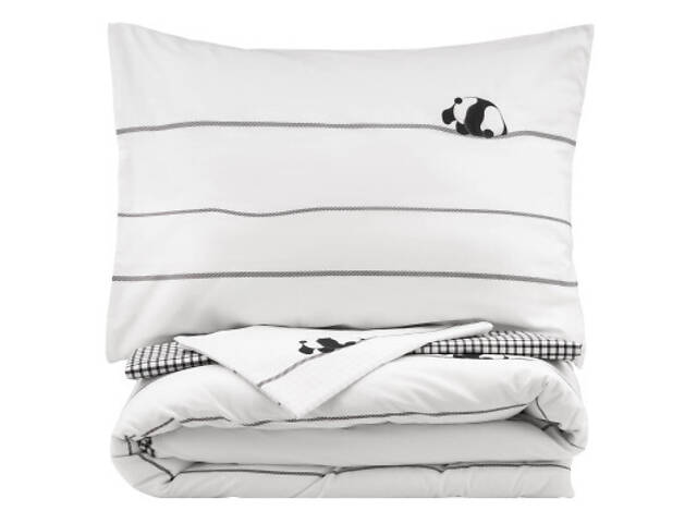 Постільна білизна Ardesto Gloria сатин панди, клітинка євро 200х220 (ART2022PW) - Фото 3