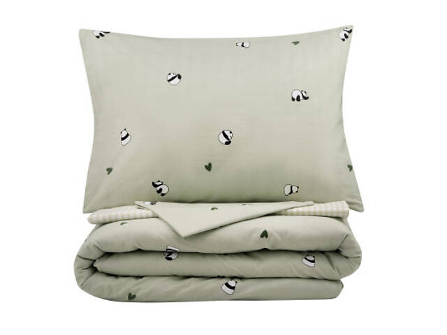 Постільна білизна Ardesto Gloria сатин панди, зелений євро 200х220 (ART2022PS) - Фото 2