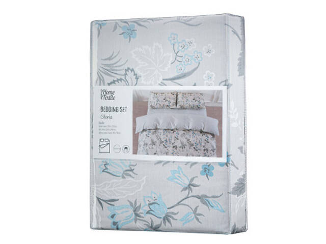 Постільна білизна Ardesto Gloria сатин польові квіти, сірий світлий односпальний євро 160х220 (ART1622WF) - Фото 1