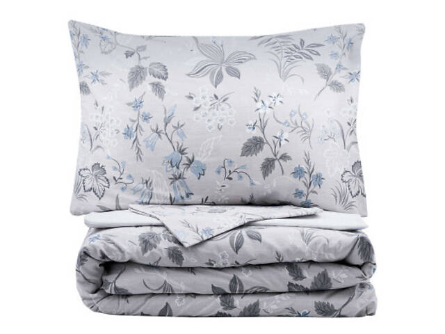 Постільна білизна Ardesto Gloria сатин польові квіти, сірий світлий односпальний євро 160х220 (ART1622WF) - Фото 2