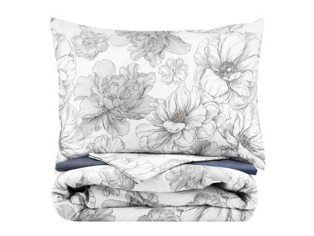 Постільна білизна Ardesto Gloria сатин півонії, синій односпальний євро 160х220 (ART1622PD) - Фото 3