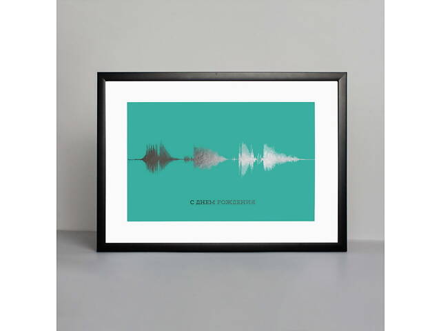 Постер 'С днем рождения' А3, Бирюза-серебро, А3, русский - Фото 1