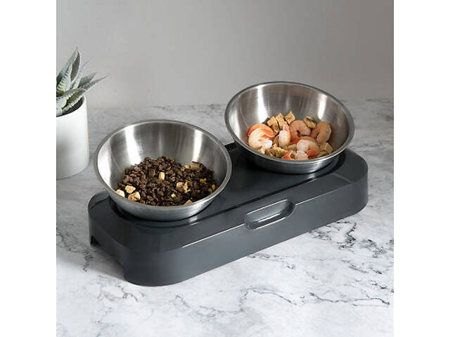 Посуд для котів Lapka Кормушка подвійна з металевими мисками. (LPK-27) - Фото 3