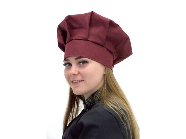 Кухарський ковпак батист бордовий Ніна - Форма кухаря - Фото 1