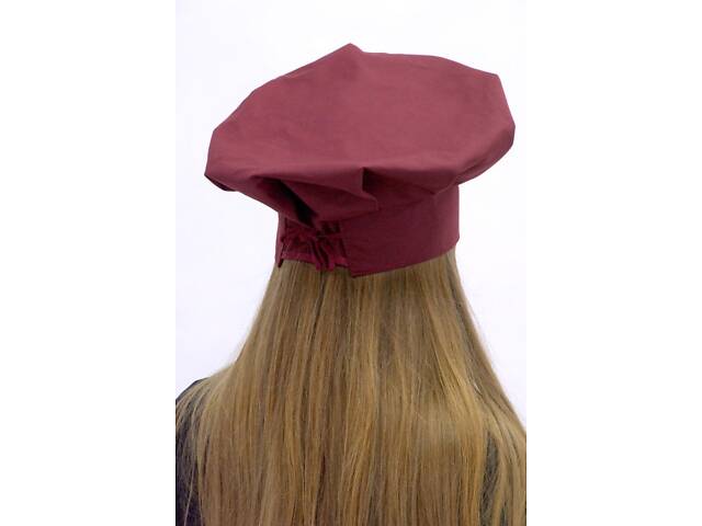 Кухарський ковпак батист бордовий Ніна - Форма кухаря - Фото 3