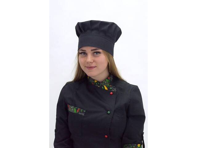 Кухарський ковпак котон чорний Танагра ліпучка - Форма кухаря - Фото 1
