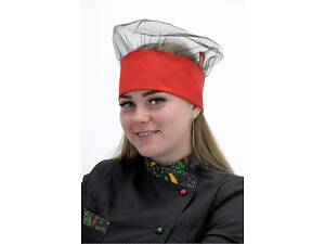 Кухарський ковпак з сіткою грета червоний/чорний Соти ліпучка - Форма кухаря