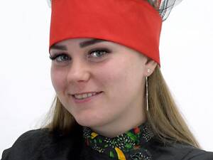 Поварской колпак с сеткой грета красный/черный Соти липучка - Форма повара