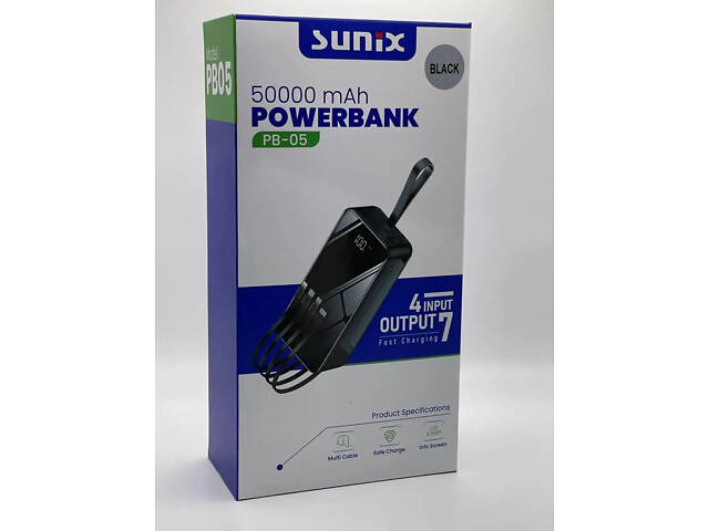 Повербанк Power Bank 50000 mAh Sunix PB-05 Мощный повербанк Power Bank с фонариком - Фото 7