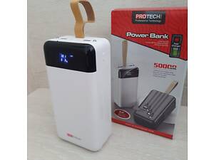 Повербанк ProTech B-07 белый 50000 mAh с дисплеем, Портативная универсальная мобильная батарея Power Bank