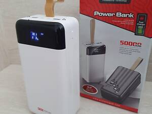 Повербанк ProTech B-07 белый 50000 mAh с дисплеем, Портативная универсальная мобильная батарея Power Bank