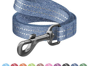 Поводок для собак из восстановленной хлопковой ткани WAUDOG Re-cotton, светоотражающий, Ш 20 мм, Дл 200 см синий.