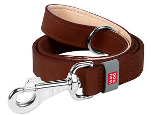 Поводок для собак кожаный WAUDOG Classic, Ш 20 мм, Дл 122 см коричневый