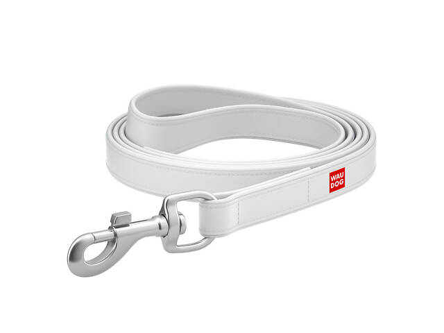 Повідець для собак шкіряний WAUDOG Design, L-XXL, Ш 25 мм, Дов 122 см білий - Фото 3