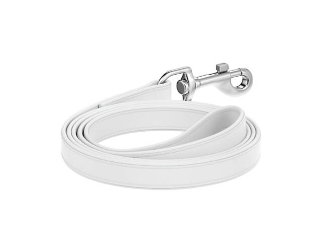 Повідець для собак шкіряний WAUDOG Design, S-M, Ш 18 мм, Дов 122 см білий - Фото 1