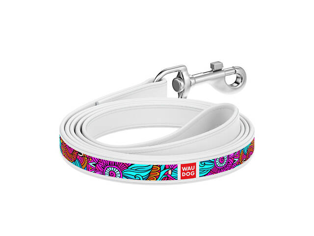 Поводок WAUDOG Design с рисунком 'Лето' (ширина 25 мм, длина 122 см) белый - Фото 1