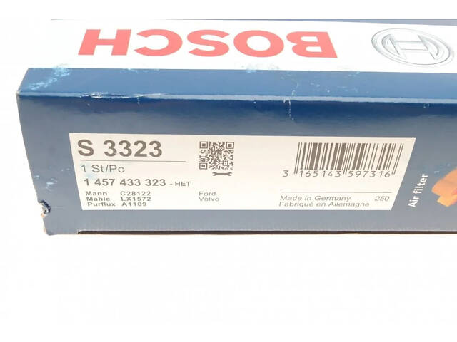 Повітряний фільтр BOSCH 1 457 433 323 Volvo C30, V50, S40; Ford Focus 1232496, 3M519601AA, VP3M5U9601AA - Фото 7