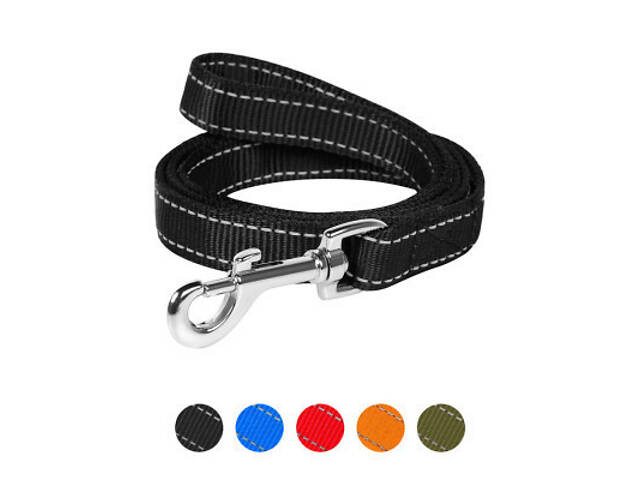Повідок для собак Dog Extreme з нейлону подвійний Ш 25 мм Д 122 см чорний (42991) - Фото 1