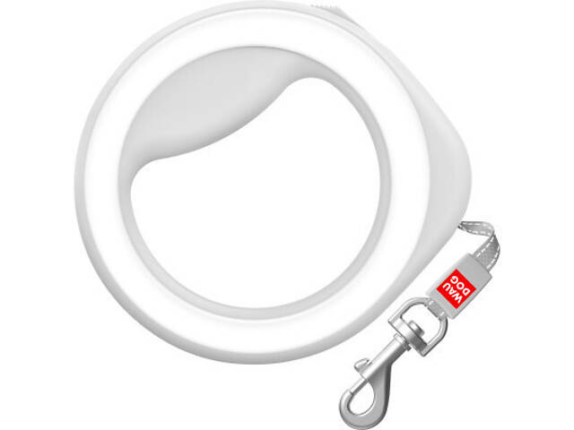 Повідок для собак WAUDOG R-leash світловідбиваюча стрічка XS-M до 40 кг 2.9 м білий (812715) - Фото 1
