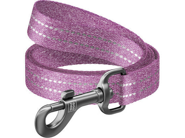 Повідок для собак WAUDOG Re-cotton світловідбиваючий L-XL Ш 25 мм Д 300 см фіолетовий (03219) - Фото 1