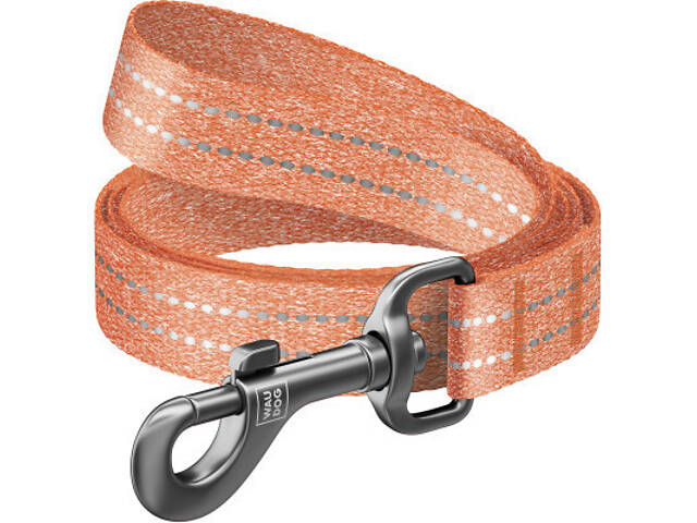 Повідок для собак WAUDOG Re-cotton світловідбиваючий L-XL Ш 25 мм Д 300 см помаранчевий (03214) - Фото 1